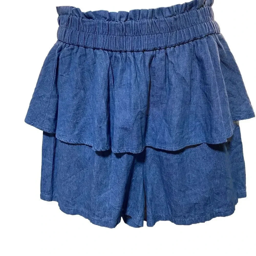 Browny Blue Chambre Mini Skorts Mid Rise Baggy Stretch Waist Women’s XS/S